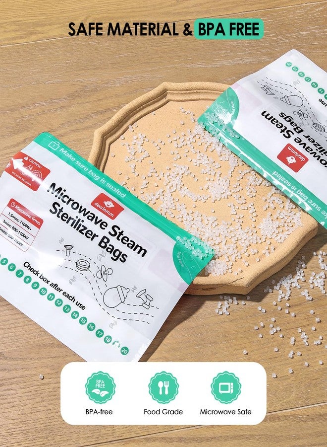 dearlomum Microwave Steam Sterilizer Bag for Baby Bottles 8 Count (20 Uses Per Bag), Reusable Travel Sterilization Pouches, Disinfection Container for Baby Pacifiers and Breast Pump Accessories - Image 3